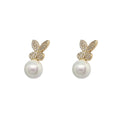 Aros Mariposa Perla Enchapado en Oro de 18k