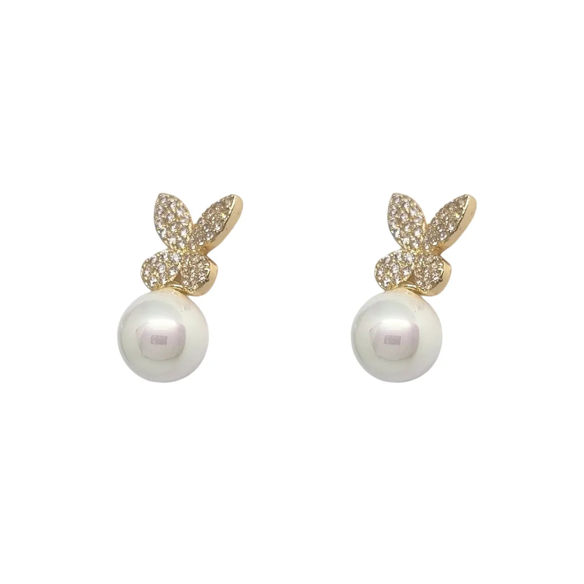 Aros Mariposa Perla Enchapado en Oro de 18k