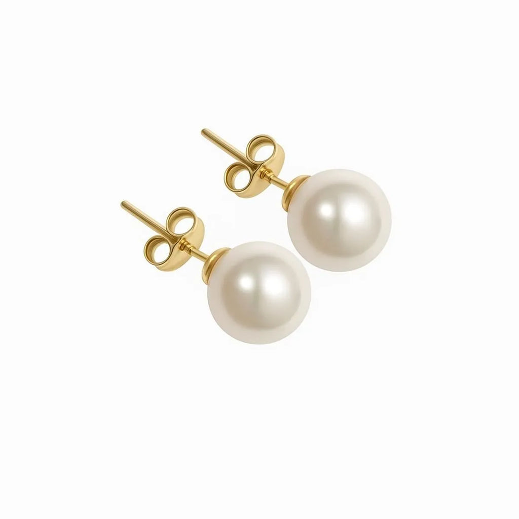 Aros con Perla 10mm Enchapados Oro 18k