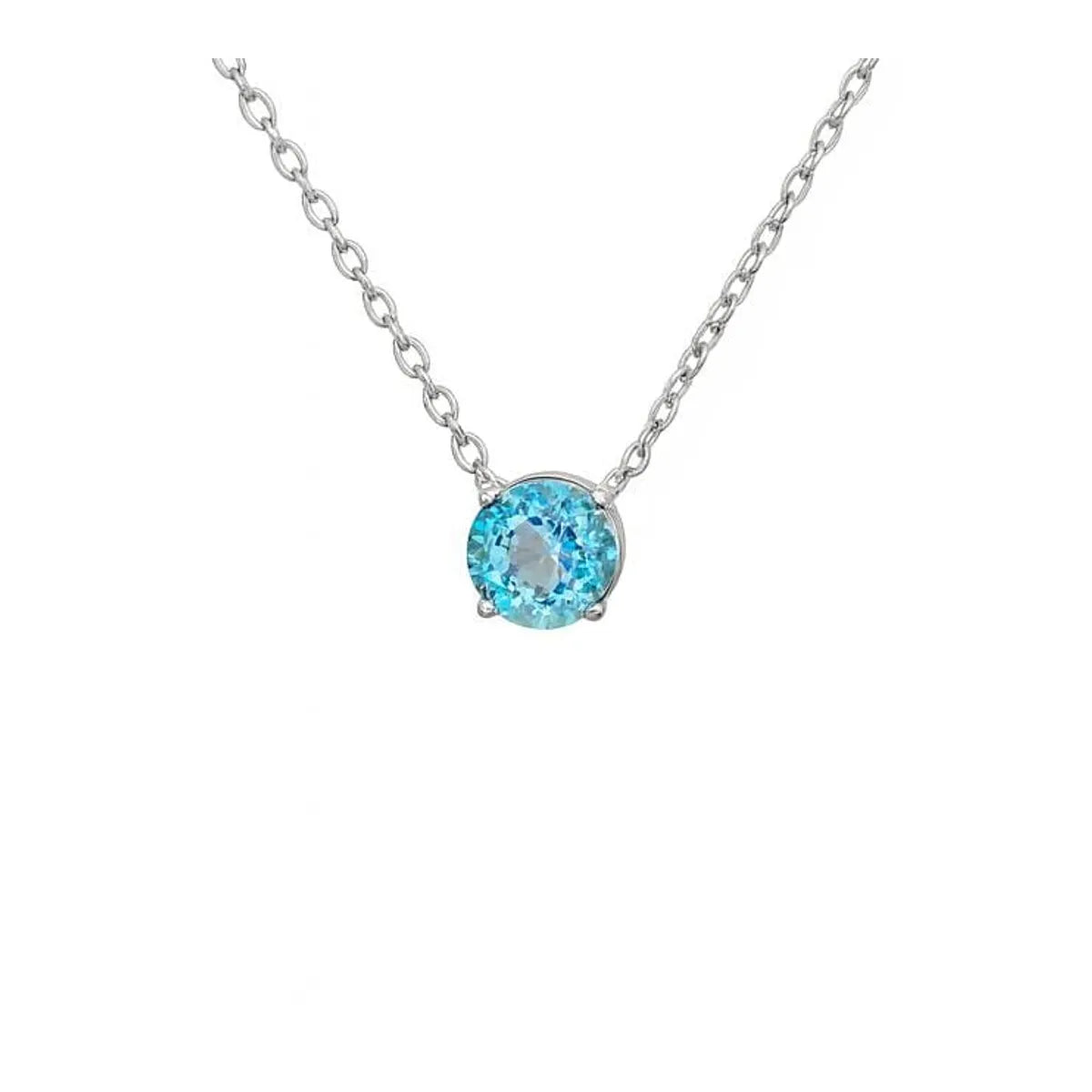 Collar Agua Marina Rodinado Plata 925
