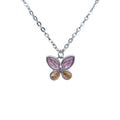 Collar Mariposa Rosada Rodinado Plata 925