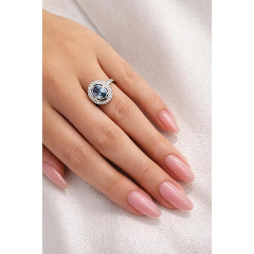 Anillo Agua Marina Ovalado Plata 925