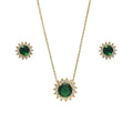 Collar + Aros Lady Verde Enchapada en oro de 18k