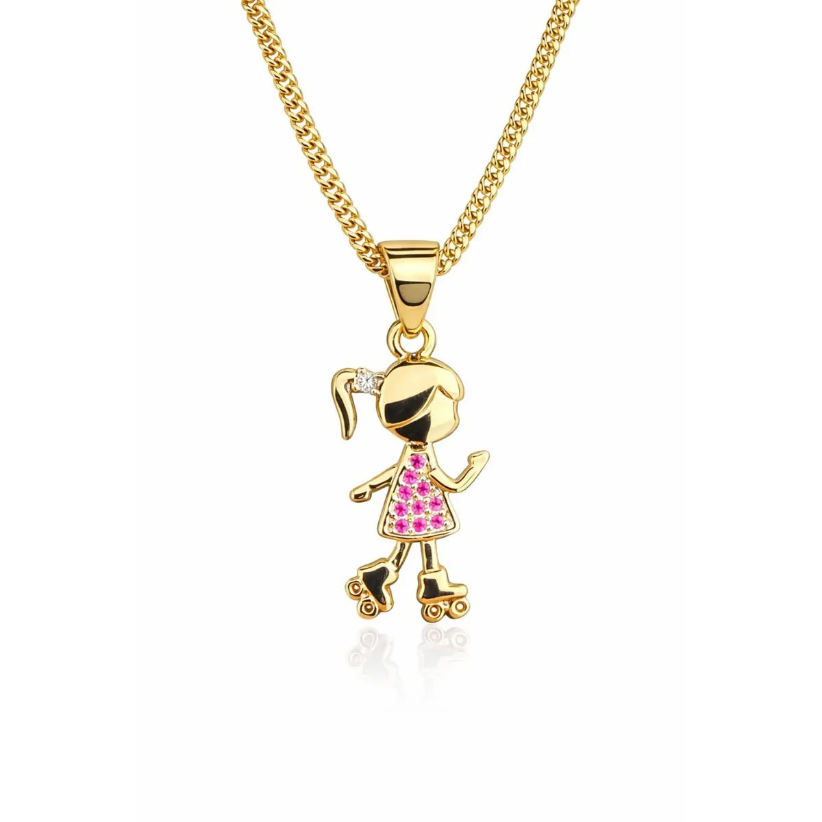 Collar Niña Cristales Patines Enchapado en Oro 18k 50CM