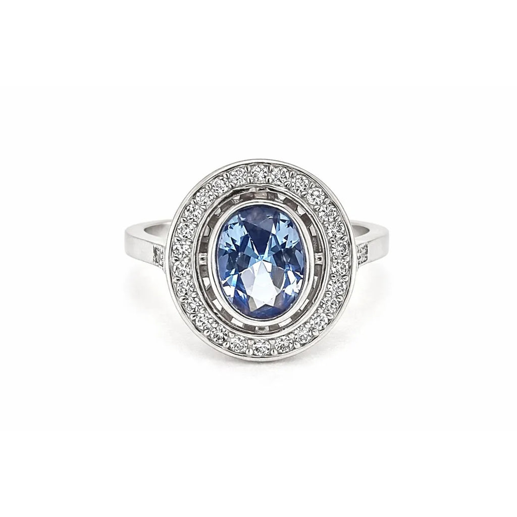 Anillo Agua Marina Ovalado Plata 925