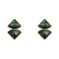 Aros Abanico Piedra Verde Enchapados en oro de 18k