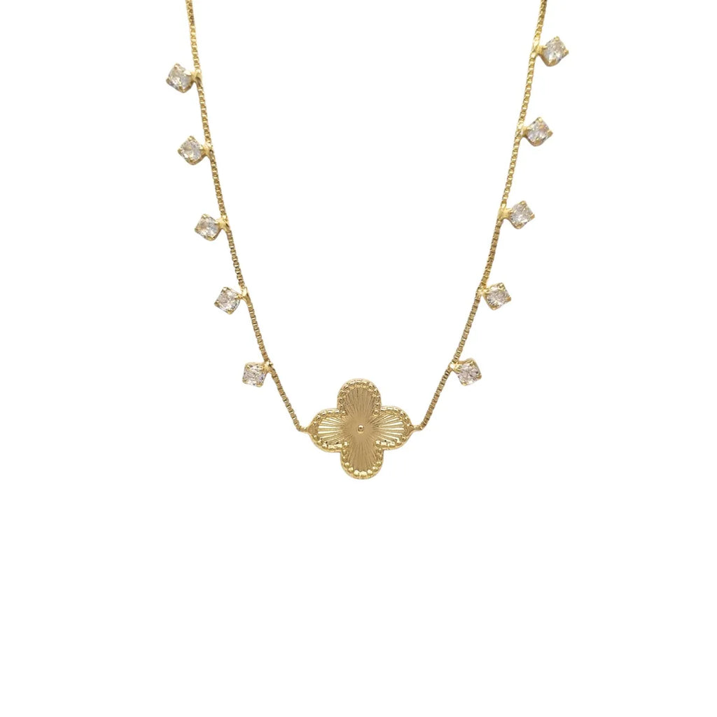 Collar Trébol Circones Enchapada en Oro de 18k