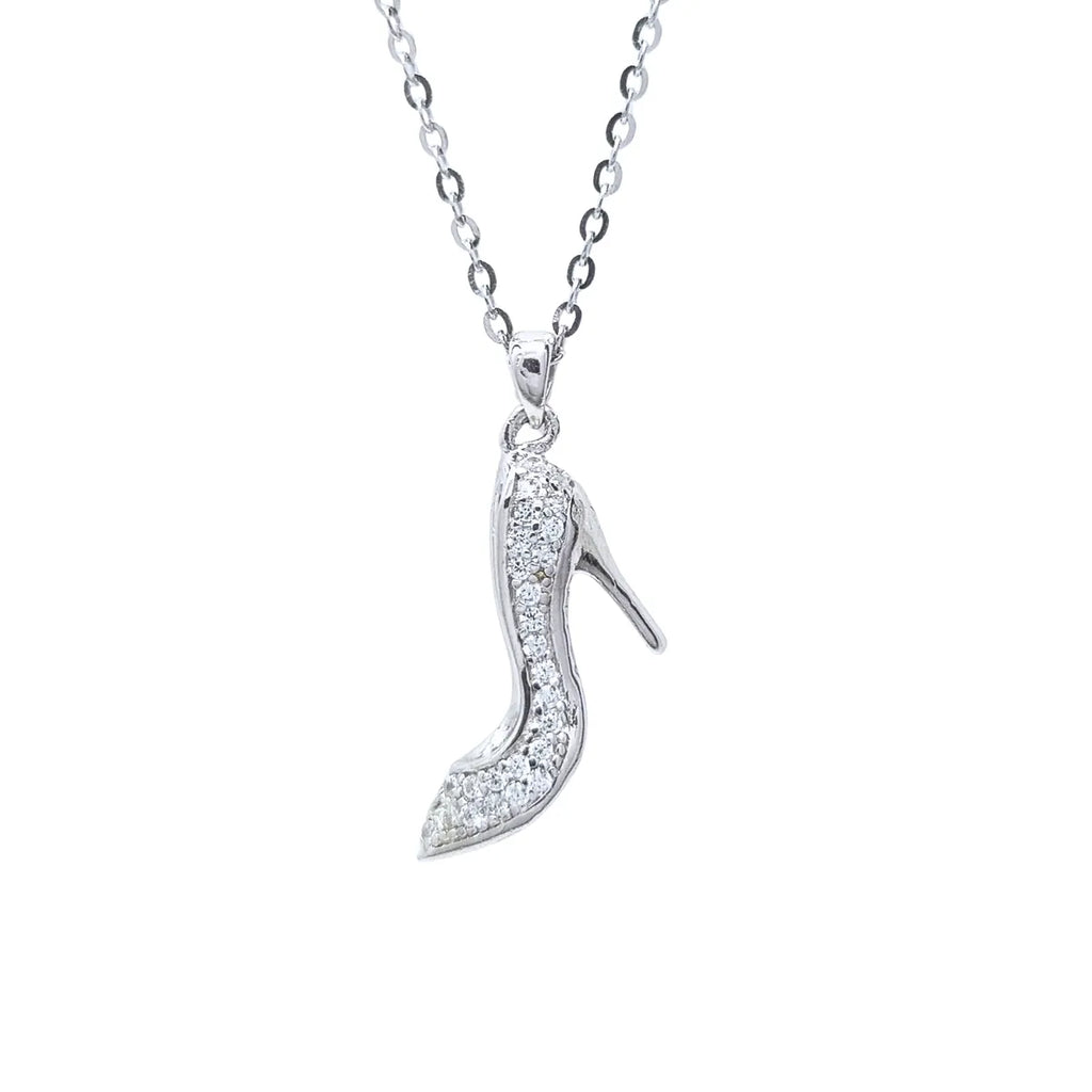 Collar + Aros Rectangular Zapato Rodinado 45cm Plata 925