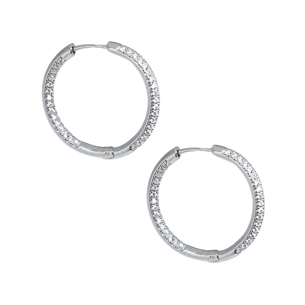 Aros Argollas Rodinado con Circones 25mm Plata 925