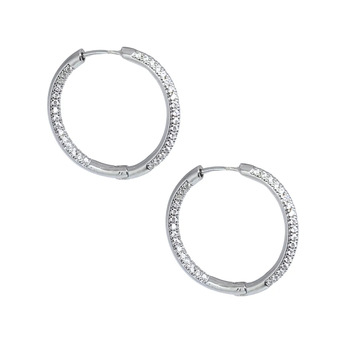 Aros Argollas Rodinado con Circones 25mm Plata 925