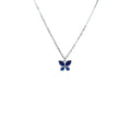 Collar Mariposa Azul Rodinado Plata 925