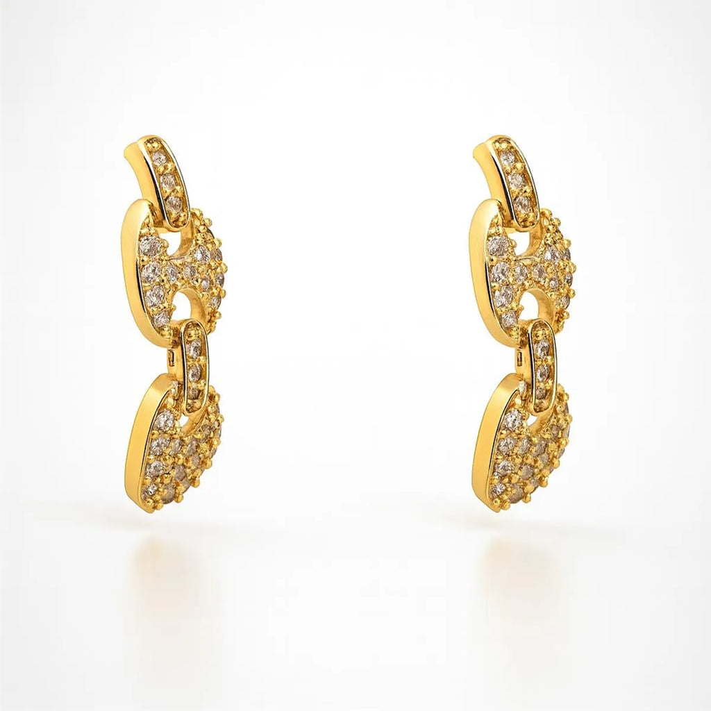 Aros Eslabones con Circones Enchapado en oro de 18k de 23mm