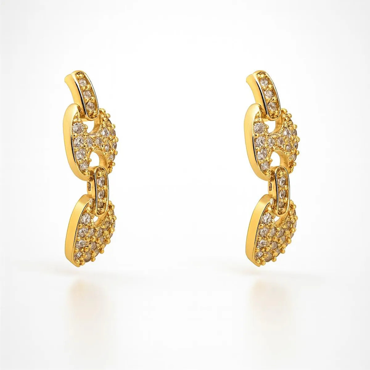 Aros Eslabones con Circones Enchapado en oro de 18k de 23mm
