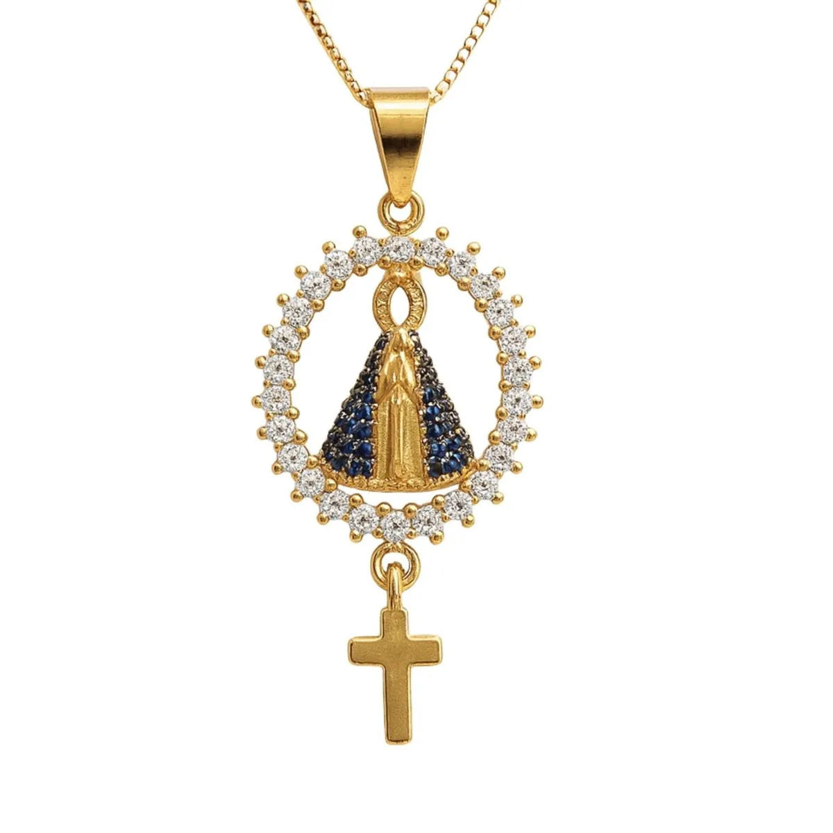 Collar Virgen Circones enchapado en oro de 18k