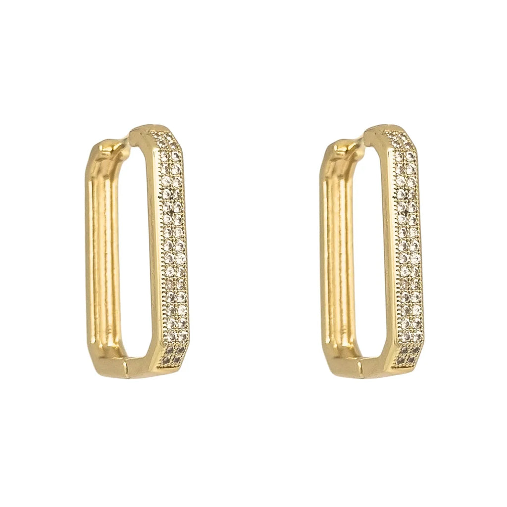 Aros Argollas Rectangular Doble Riel Enchapado en oro de 18k