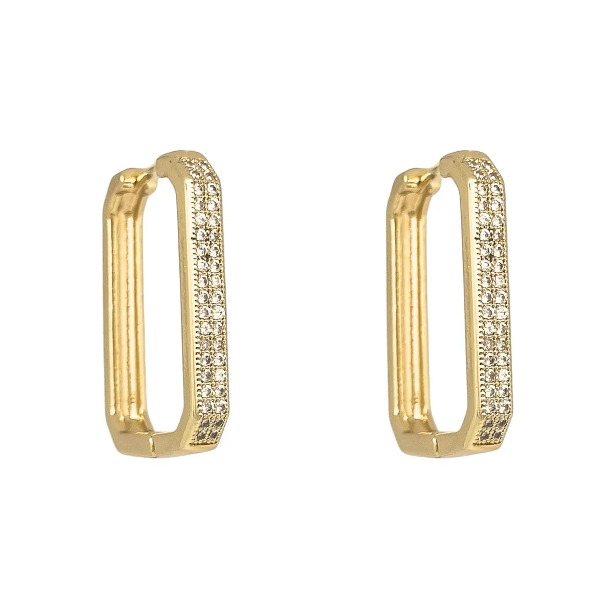 Aros Argollas Rectangular Doble Riel Enchapado en oro de 18k