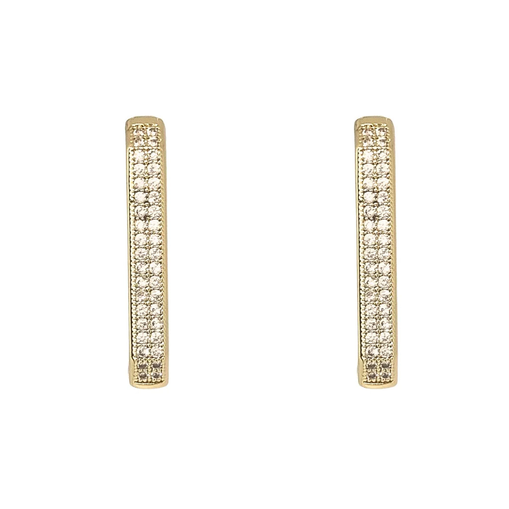 Aros Argollas Rectangular Doble Riel Enchapado en oro de 18k