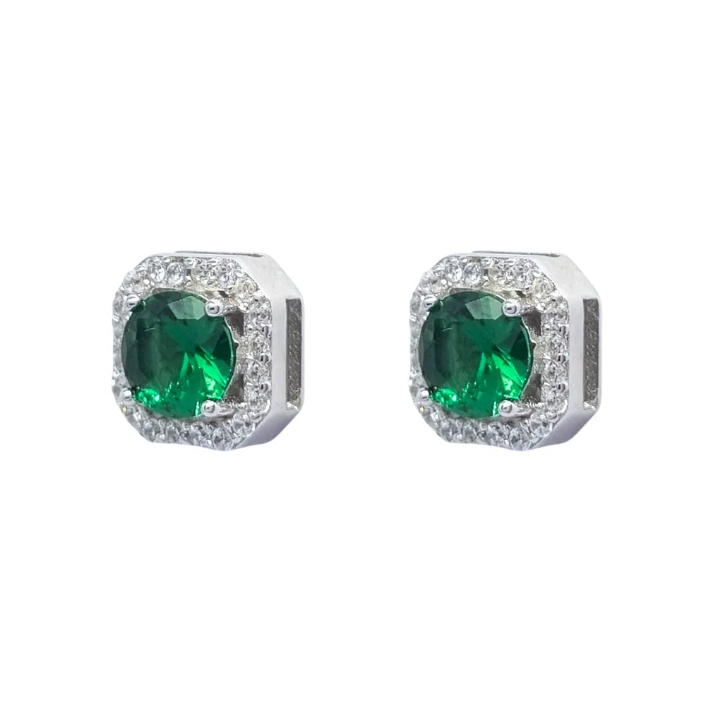Aros Esmeralda Halo Plata 925