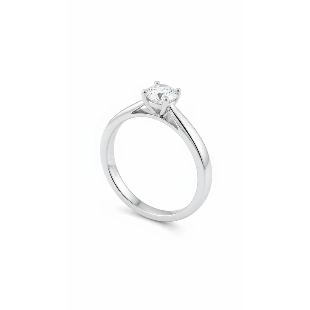 Anillo Solitario Plata Italiana 925 con Circón de Alta Calidad