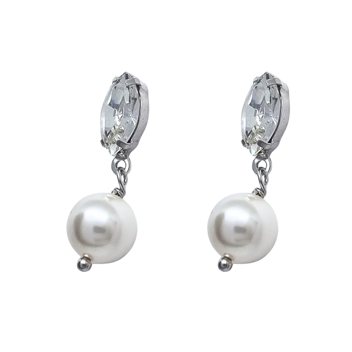 Aros Cristal Perla Plata 925