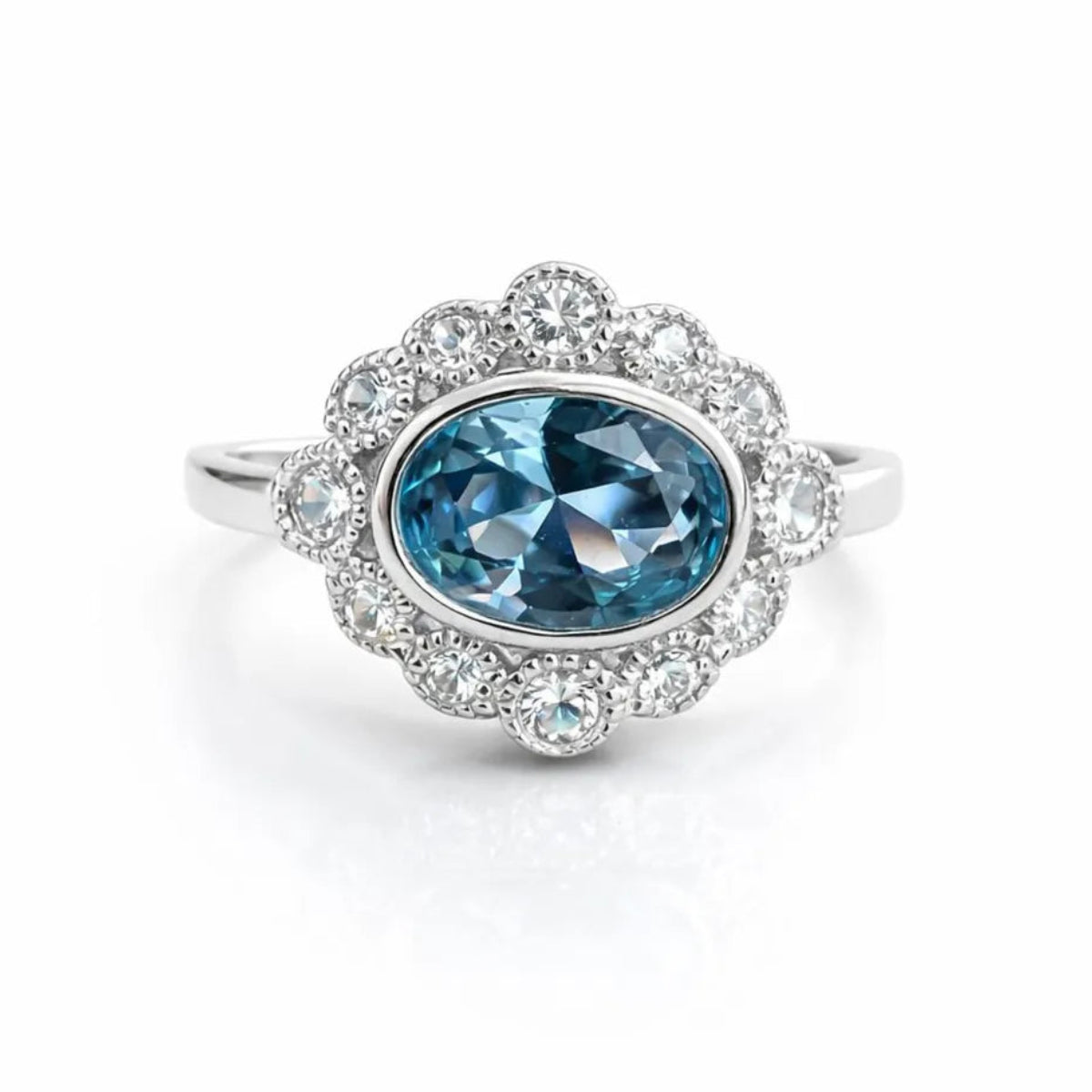 Anillo Agua Marina Ovalado Plata 925 - 11