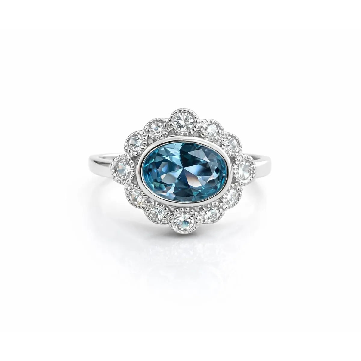 Anillo Agua Marina Ovalado Plata 925