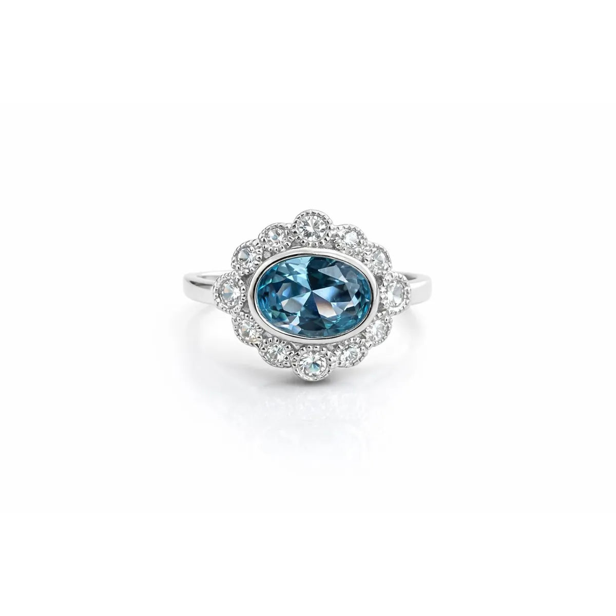 Anillo Agua Marina Ovalado Plata 925
