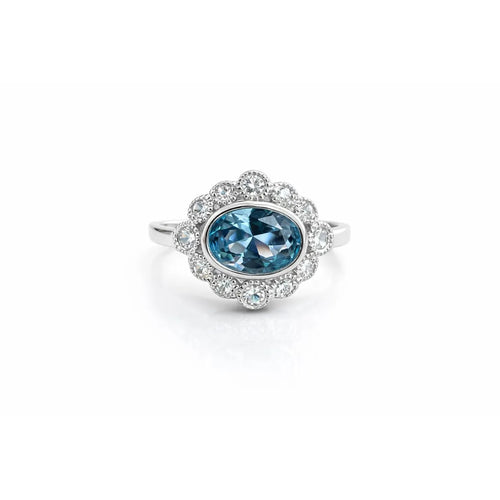 Anillo Agua Marina Ovalado Plata 925