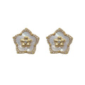 Aros Flor Nacar Enchapado en Oro de 18k