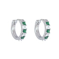 Aros Argollas Esmeralda/Zafiro con Circones 15mm Plata 925