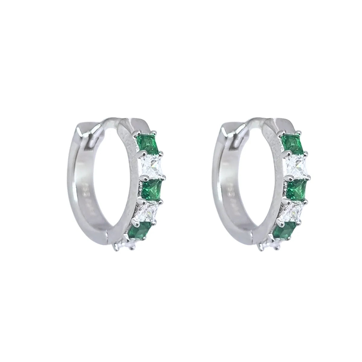 Aros Argollas Esmeralda/Zafiro con Circones 15mm Plata 925