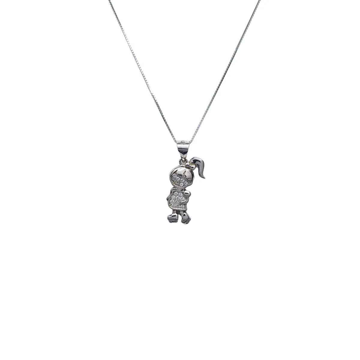 Collar Niña Patines 45cm Rodinado Plata 925