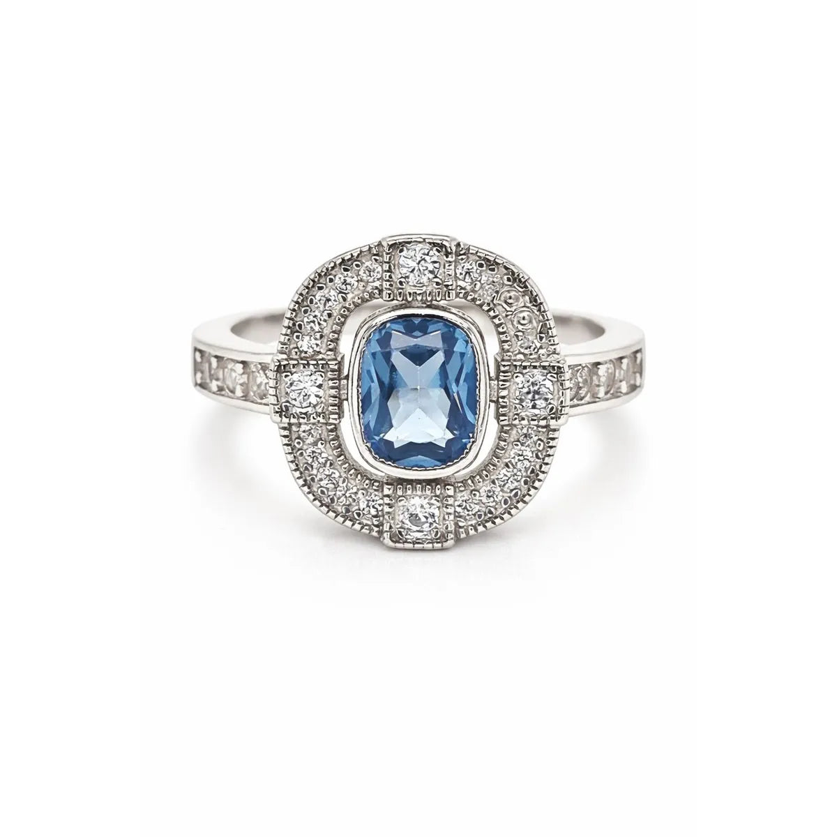 Anillo Vintage Agua Marina Ovalado Plata 925