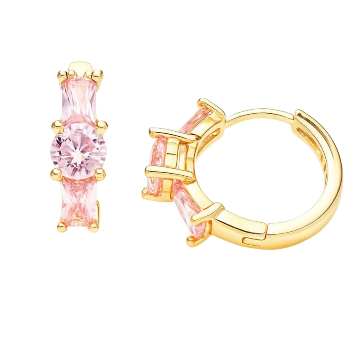 Aros Argollas 3 Cristales Enchapado en oro de 18k