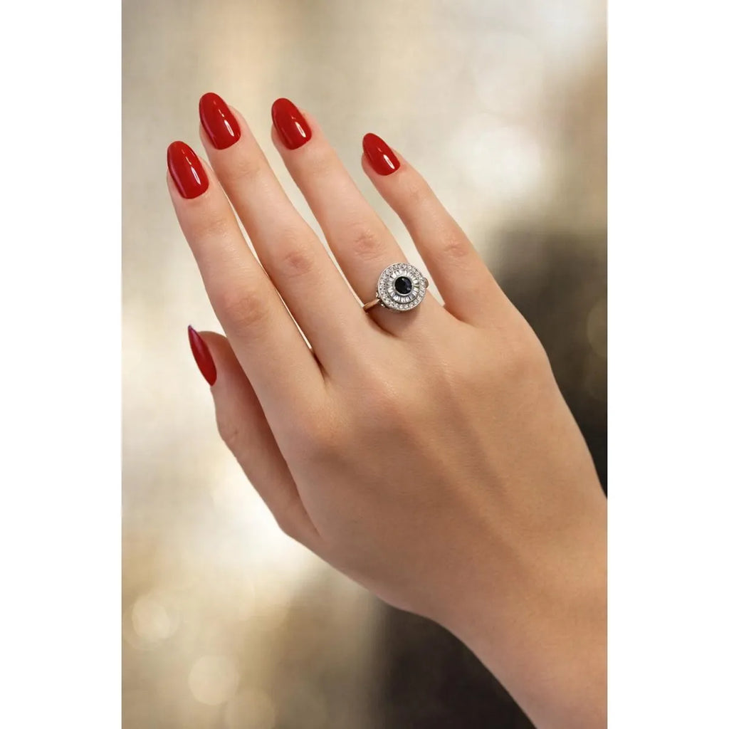 Anillo Redondo Zafiro Plata 925