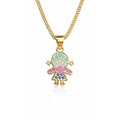 Collar Niña Cristales Enchapado en Oro 18k 50CM