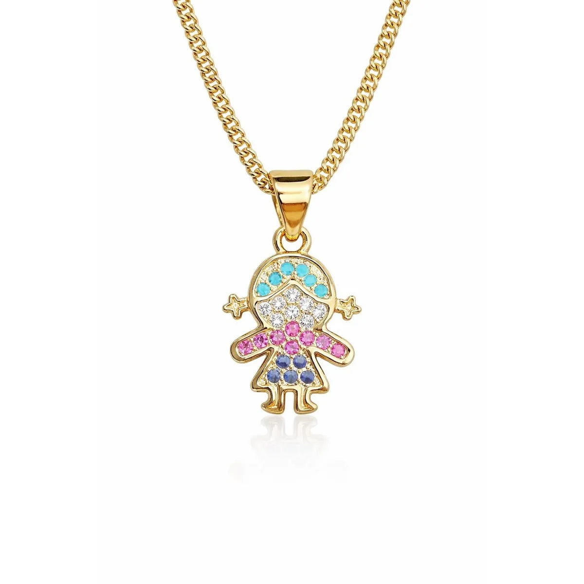 Collar Niña Cristales Enchapado en Oro 18k 50CM