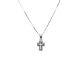 Collar Cruz Calada 45cm Rodinado Plata 925