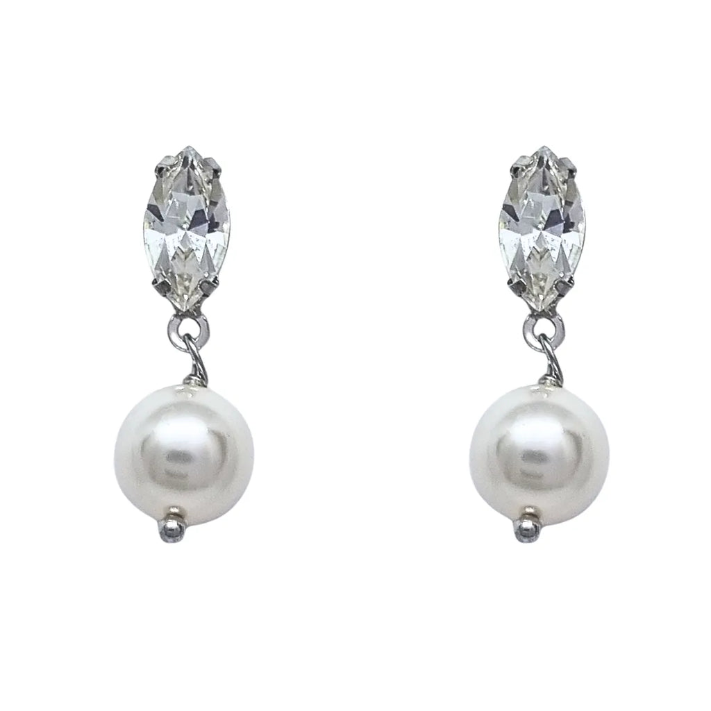 Aros Cristal Perla Plata 925