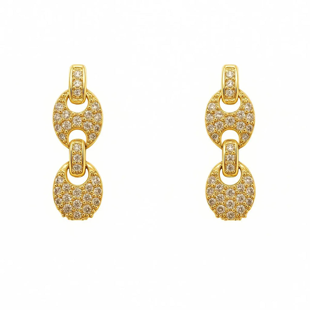 Aros Eslabones con Circones Enchapado en oro de 18k de 23mm