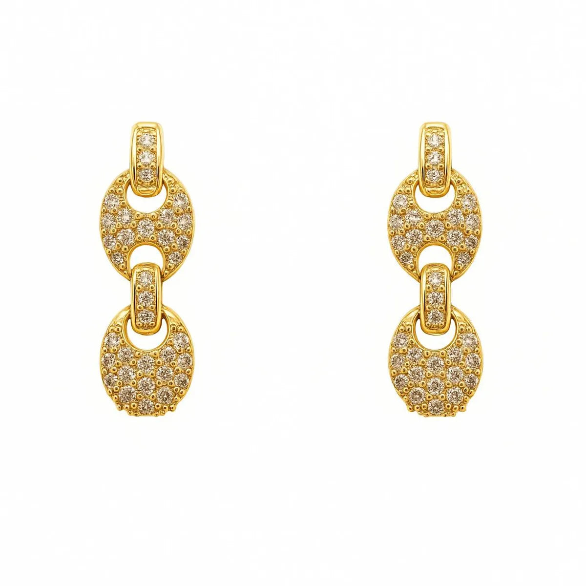 Aros Eslabones con Circones Enchapado en oro de 18k de 23mm