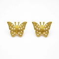 Aros Mariposa con Perlas Enchapado en oro de 18k de 13mm