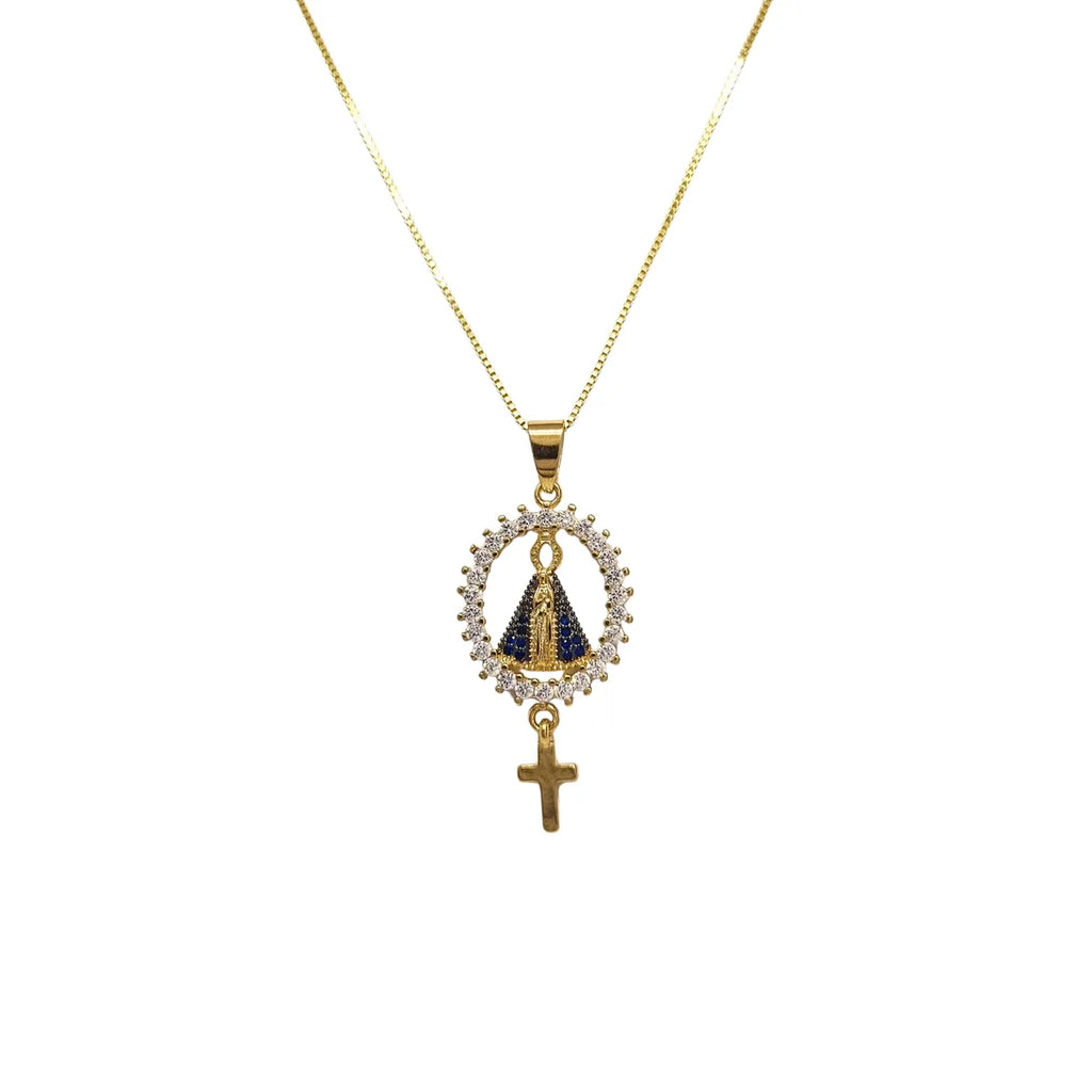 Collar Virgen Circones enchapado en oro de 18k