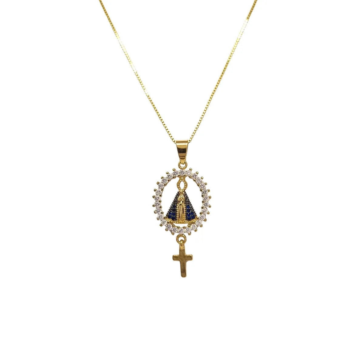 Collar Virgen Circones enchapado en oro de 18k