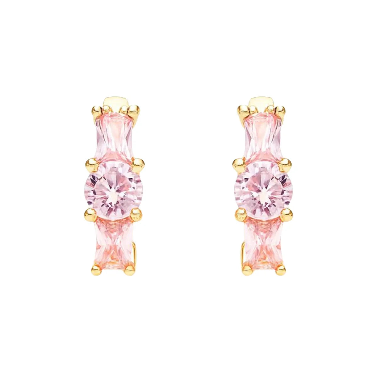 Aros Argollas 3 Cristales Enchapado en oro de 18k