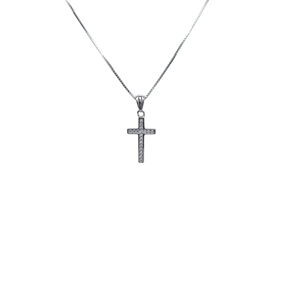 Collar Cruz Circones 45cm Rodinado Plata 925