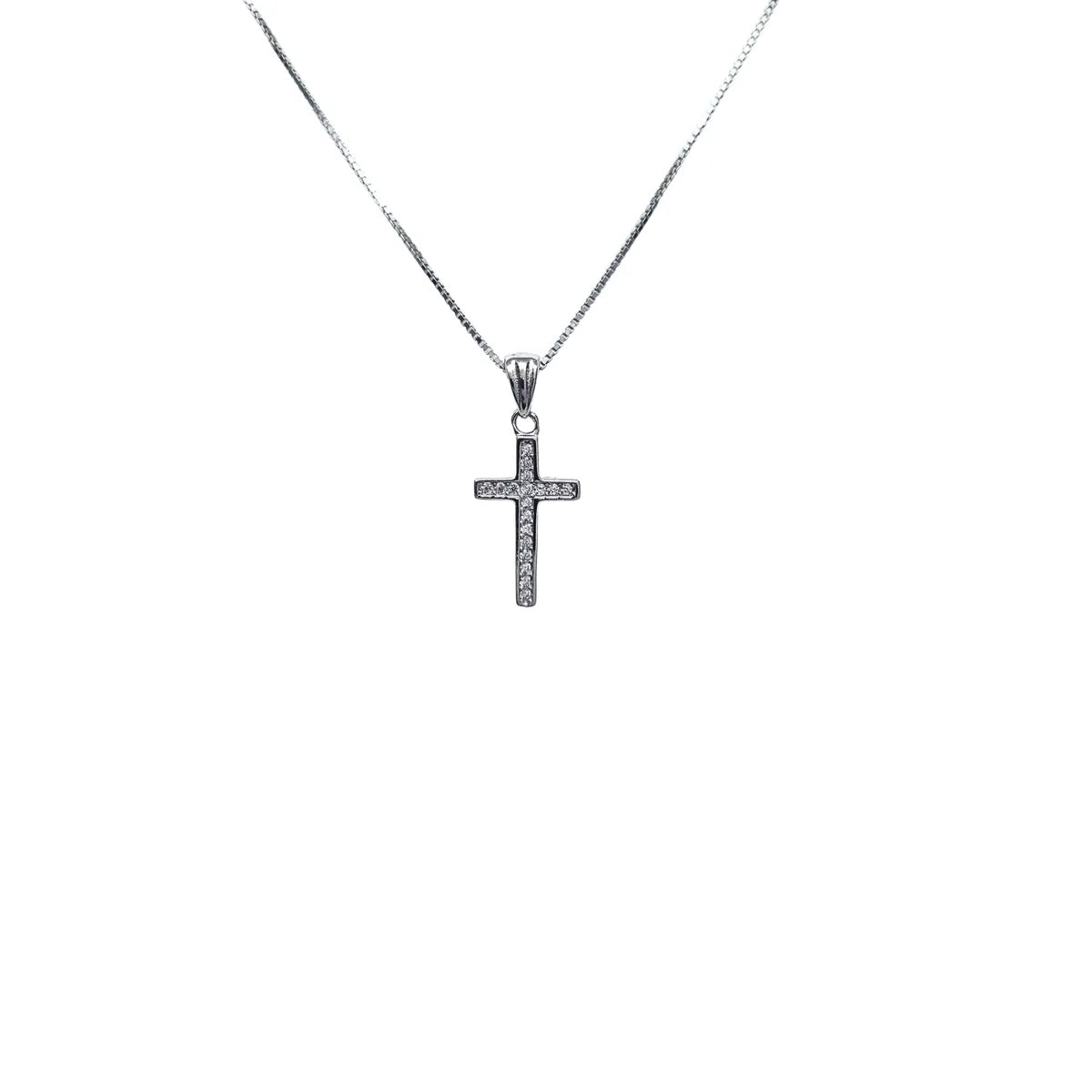 Collar Cruz Circones 45cm Rodinado Plata 925