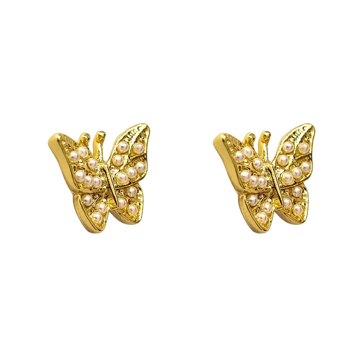 Aros Mariposa con Perlas Enchapado en oro de 18k de 13mm