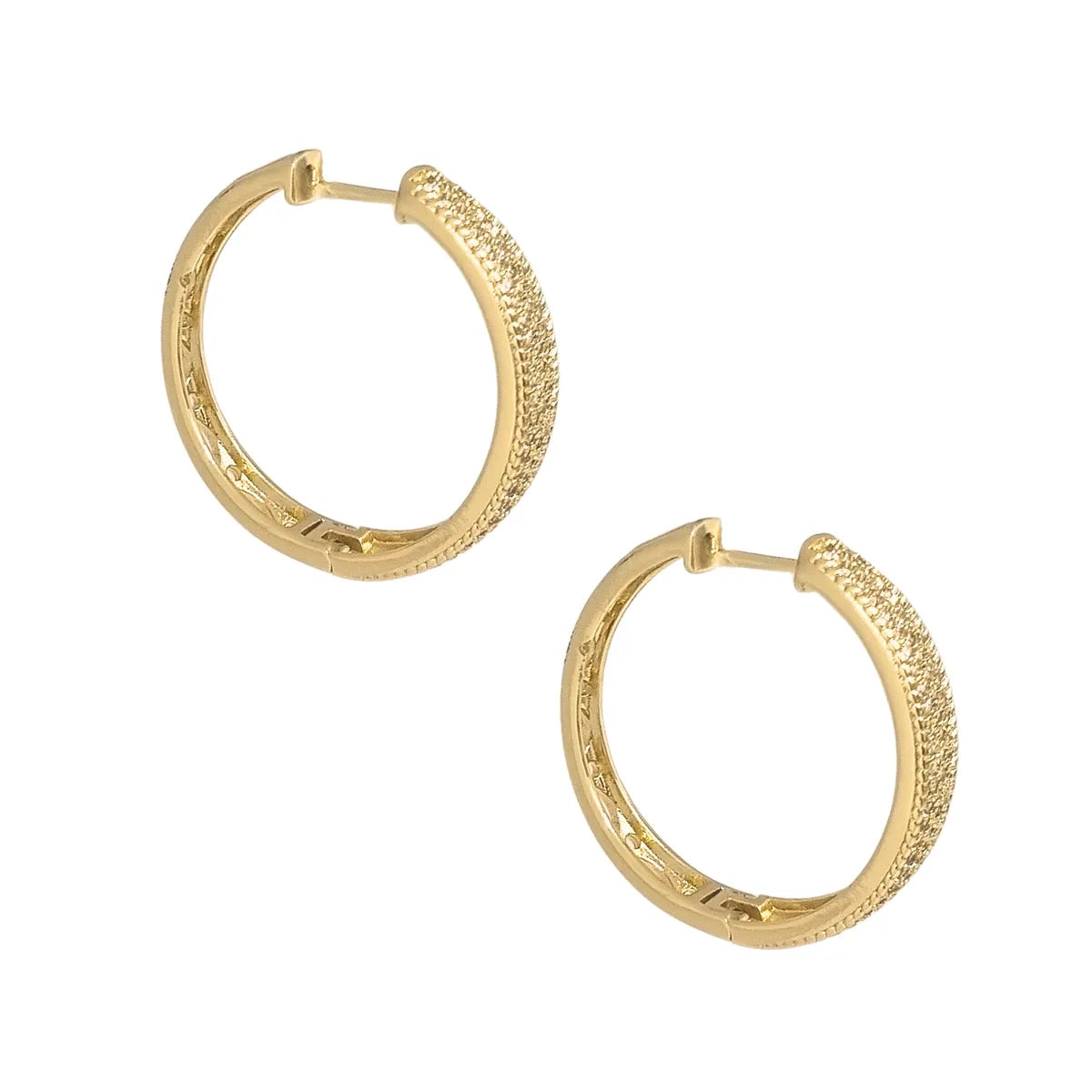 Aros Argollas Triple Riel Enchapado en oro de 18k de 30mm