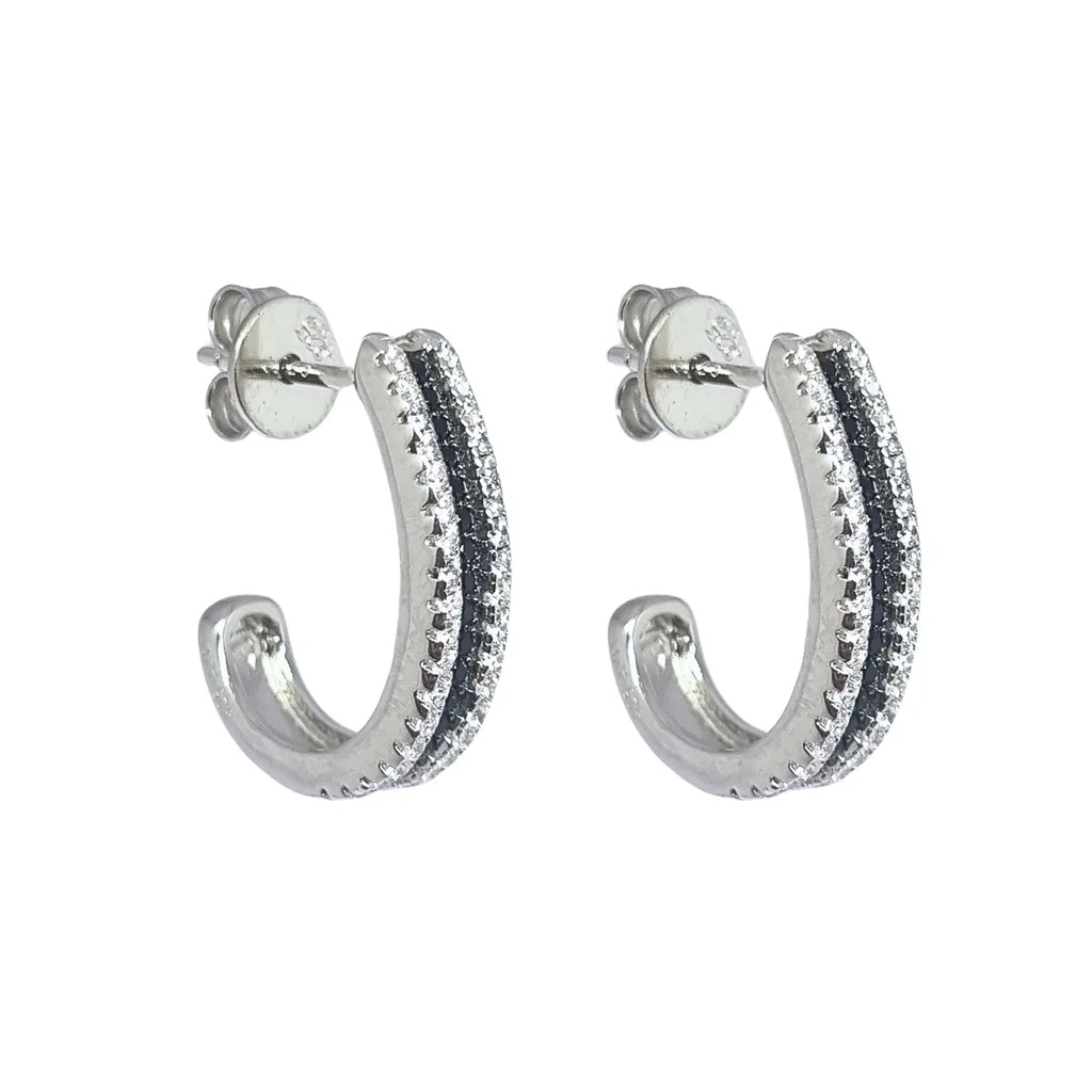 Aros Semi Argolla Onix Plata 925